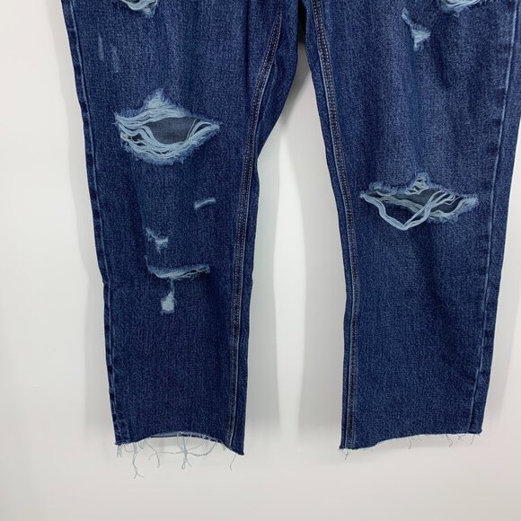 Old Navy Jeans High Rise Slouchy Straight Button Fly Fray Destructed - Picture 5 of 9